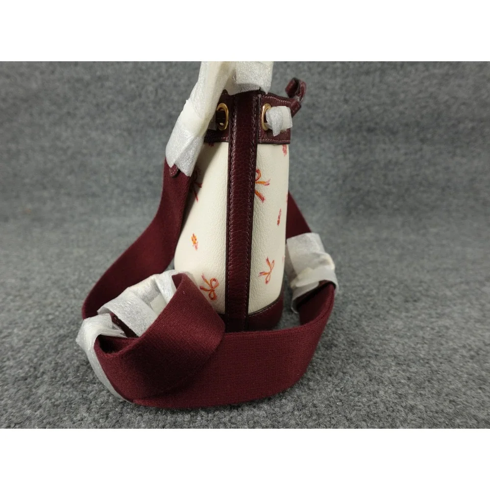 Coach Dempsey Drawstring Bucket Bag 15 Bow Print Chalk Wine CN707 Mini Crossbody